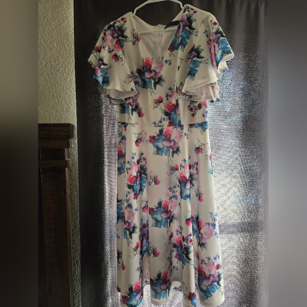 White multicolor flower dress